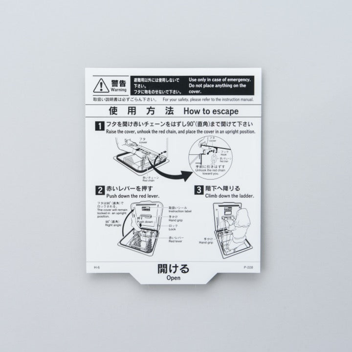 ハッチ取扱説明シール 上蓋表貼・P型用 P-008 - ナカ工業株式会社